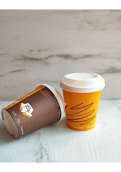 8 Oz Kapaklı Karton Bardak 100 Adet Bardak+ 100 Adet Kapak fiyatları