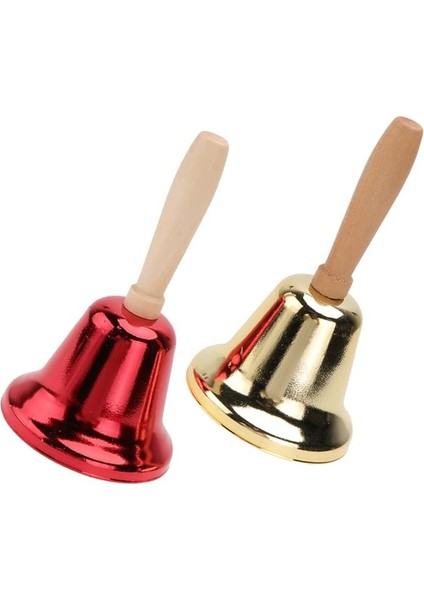 Metal Döşeme 2 Adet Ahşap Saplı Kilise Zilleri Vintage El Zili Ahşap El Zili Oyun Zili Pirinç El Zili Okul El Zili El Okul Zili Yemek Masası Çocuk Ahşap El Çanlar