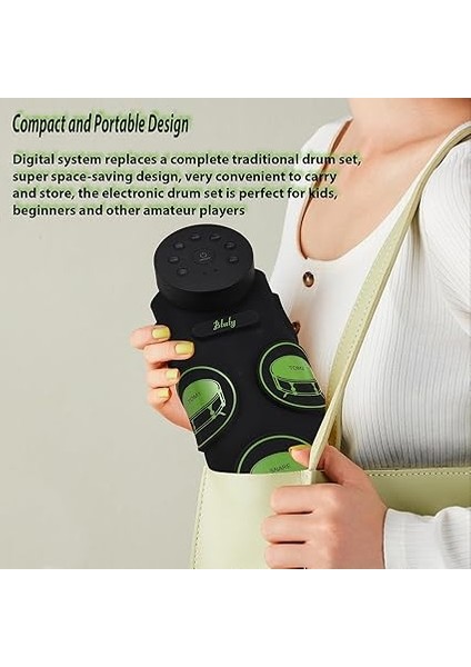 Elektronik Davul Seti Dijital Roll-Up Dokunmaya Duyarlı Uygulama Bateri Seti 9 Davul Pedleri Çocuklar Iç 2 Ayak Pedalı Yeni Başlayan Çocuklar (Hoparlör Yok) fiyatları