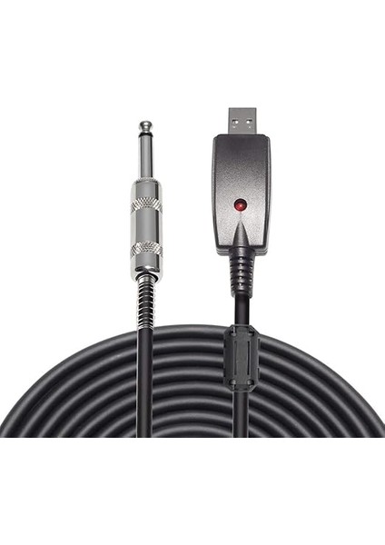 USB 6.35MM 1/4 ″ Mono Erkek Elektro Gitar Kablosu - Stüdyo Ses Kablosu Konektörü Kabloları Adaptörü Enstrümanlar Kayıt Için (3 METRE/10FT)