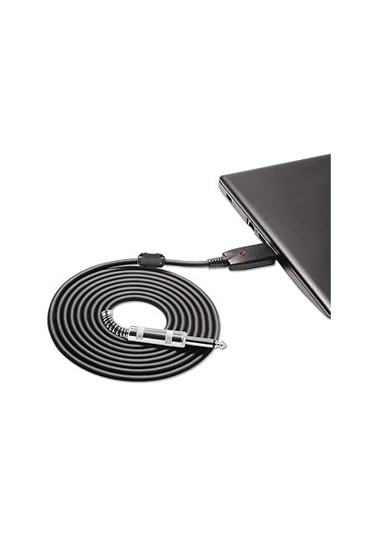 USB 6.35MM 1/4 ″ Mono Erkek Elektro Gitar Kablosu - Stüdyo Ses Kablosu Konektörü Kabloları Adaptörü Enstrümanlar Kayıt Için (3 METRE/10FT) fırsatları