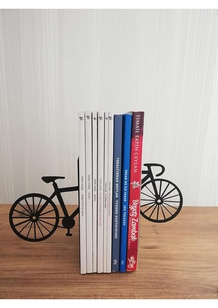 Dekoratif Bisiklet Desenli Metal Kitap Tutucu 2'li Paket