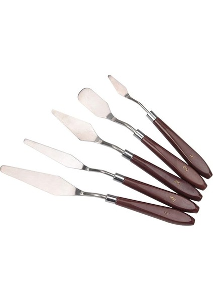 5 Parça Palet Bıçağı Boyama Araçları, Yağlıboya Karıştırma Kazıyıcı, Paslanmaz Çelik Boyama Bıçak Seti, Boya Sanatı Renk Karıştırma Için Plastik Saplı Sanat Spatula Bıçakları