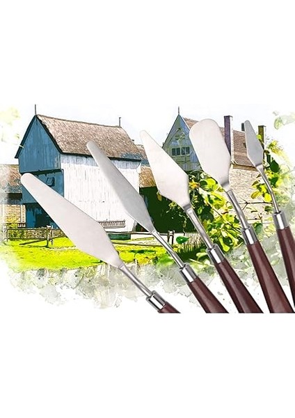 5 Parça Palet Bıçağı Boyama Araçları, Yağlıboya Karıştırma Kazıyıcı, Paslanmaz Çelik Boyama Bıçak Seti, Boya Sanatı Renk Karıştırma Için Plastik Saplı Sanat Spatula Bıçakları modelleri