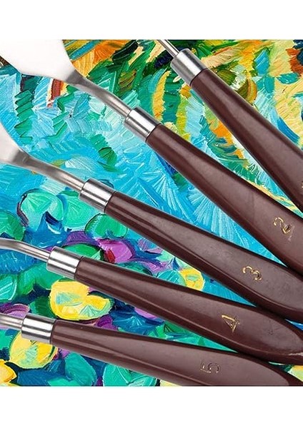 5 Parça Palet Bıçağı Boyama Araçları, Yağlıboya Karıştırma Kazıyıcı, Paslanmaz Çelik Boyama Bıçak Seti, Boya Sanatı Renk Karıştırma Için Plastik Saplı Sanat Spatula Bıçakları fırsatları