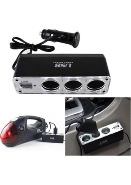 Group (7869) Araba Araç Oto Çakmak Çoklayıcı Çoğaltıcı Soketi USB Çakmaklık ile Uyumlu indirimleri