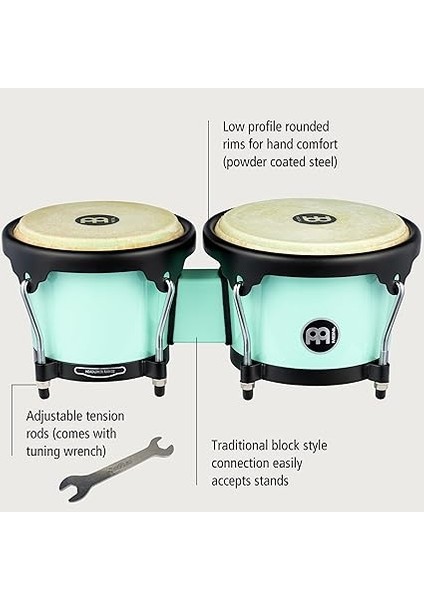 Percussion Headliner Bongo - Journey Serisi - Special Edition - 6 1/2" Macho & 7 1/2" Hembra - Seafoam Green (HB50SF) fırsatları