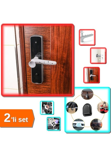4 Adet Vantuzlu Kapı Stoperi + 10 Adet Yapışkanlı Kablo Tutucu Askı Kanca Organizer - 2li Set J4T8V7