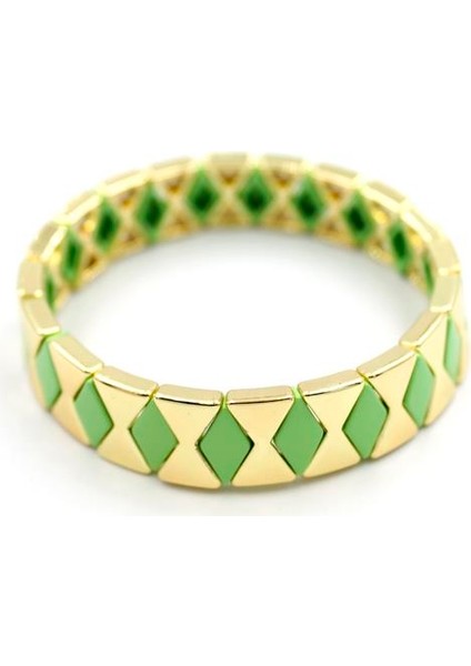 Lastikli Porselen Bilezik - Yeşil