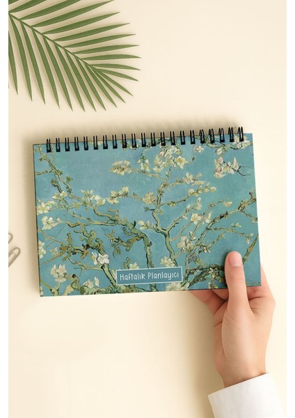 Haftalık Planlayıcı A5 Defter, Esnek Ince Karton Kapaklı, 1 Yıllık Planlayıcı, Van Gogh Badem Ağacı