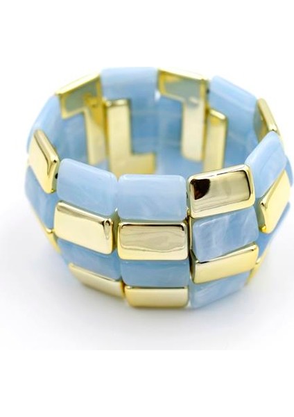 Lastikli Taşlı Bilezik - Mavi