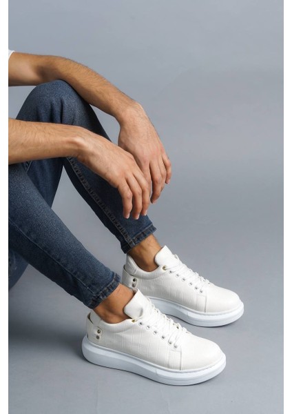 KB047 Kuback Beyaz Crocodile Günlük Erkek Ayakkabı