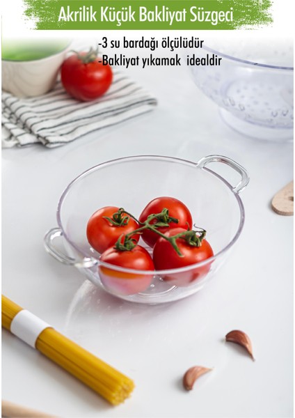 Akrilik Şeffaf Pirinç Süzgeçi & Bakliyat Süzgeçi (3 Su Bardağı Ölçülü)
