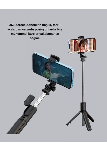 Ieg® Bluetooth Selfie Çubuğu – 360° Dönebilen Başlık, Kablosuz Bağlantı fiyatları