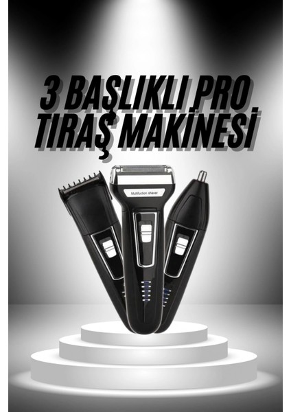 Ieg 3'lü Set Saç Sakal Kesme Traş Makinesi Burun Kılı Alma Tıraş Makinesi