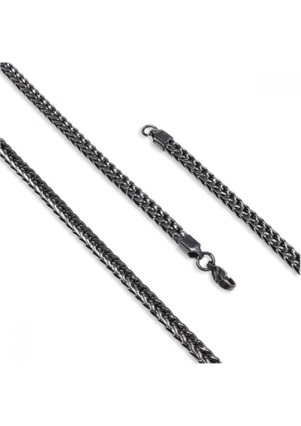 Erkek Köşeli Kral Bakla Örgülü Çelik Kolye 4mm