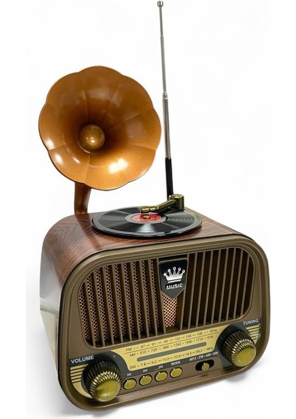 SP-428 Usb-Sd-Fm-Bluetooth Destekli Şarjlı Nostaljik Retro Radyo - Gri