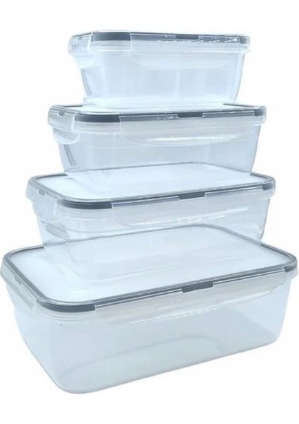 4lü Iç Içe Sızdırmaz Contalı Kilitli Kapaklı Plastik Erzak Saklama Kapları LC315
