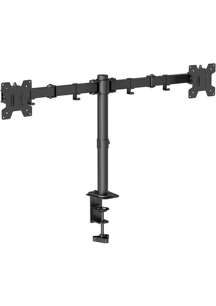 Beek Çift Ekran Taşıyabilen Askı Aparatı, Kelepçe Dahil, Maksimum 17-32 Inç Ekran, Eğim Aralığı +45°~-45°, Dönme Aralığı +90°~-90°, Ekran Döndürme +180°~-180°, Maksimum Yük Kapasitesi 2 x 8kg, Vesa 10