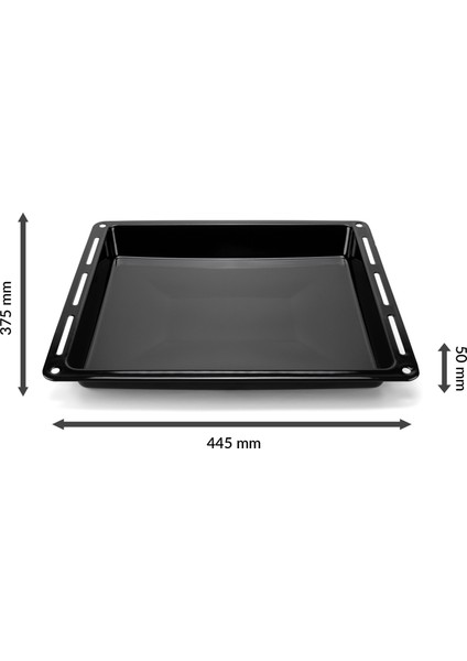 Ankastre Emaye Fırın Tepsisi 44,5X37,5X5CM Bosch Siemens Beko Arçelik Vestel Profilo Uyumlu Siyah Renk