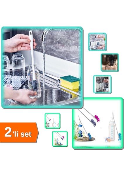 Silikon Biberon ve Şişe Temizleme Fırçası + Biberon ve Şişe Temizleme Fırçası - 2li Set R7S1A8