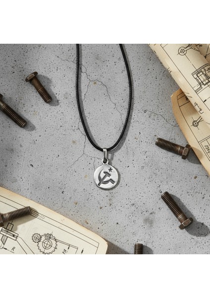 Minimal Orak Çekiç Gümüş Kaplama Kolye Ucu indirimleri