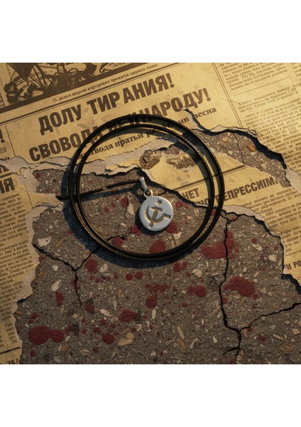 Minimal Orak Çekiç Gümüş Kaplama Kolye Ucu