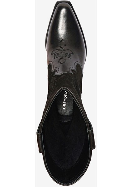 Kadın Siyah Süet Hakiki Deri Topuklu Bot 4K2AB59149