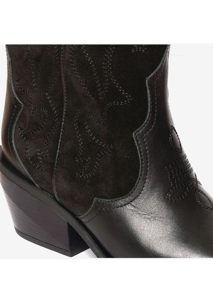 Kadın Siyah Süet Hakiki Deri Topuklu Bot 4K2AB59149