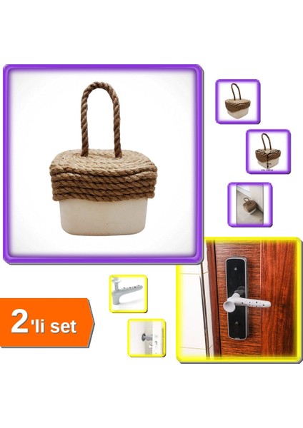 Kare Beton Kapı Stoperi Kapı + 4 Adet Vantuzlu Kapı Tutucu Stoperi Kapı Kolu Kılıfı - 2li Set A3D7Z3