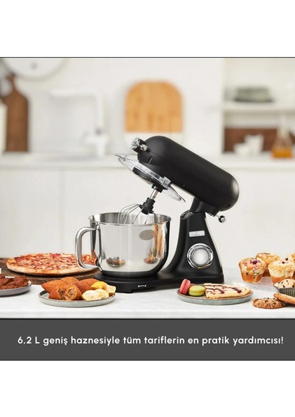 Döküm Gövdeli 6,2 Litre Çelik Hazneli 1800W Hamur Yoğurma ve Kıyma-Sucuk Yapma Çok Fonksiyonlu Mutfak Şefi fiyatları