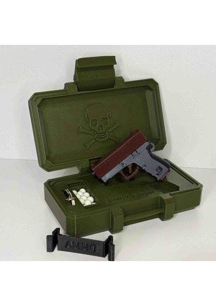 Askeri Silah Sandığı ve Mini Kahverengi Glock Tabanca Anahtarlık Seti! Hediyelik, Kişiye Özel! modelleri