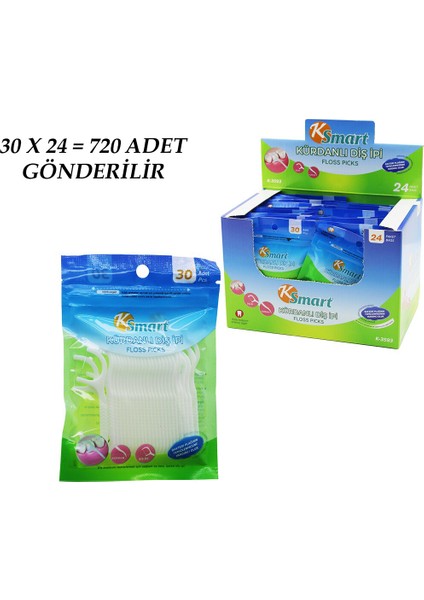 720 Adet Poşetli Kürdanlı Diş Ipi = 30PCS x 24 (4940) fiyatları