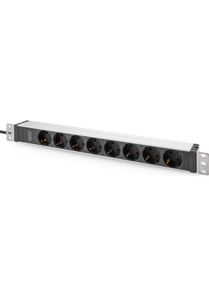 Digitus 1u Aluminyum Pdu, 19 Rack Kabine Monte Edilebilir, 8 x Priz Çıkışlı, 2 Metre Güç Kablolu, C320 Priz Yuvası, Voltaj Değeri 250 Vac 50 / 60 Hz, Akım 16A, Maksimum Güç 4000 Wdigitus 1