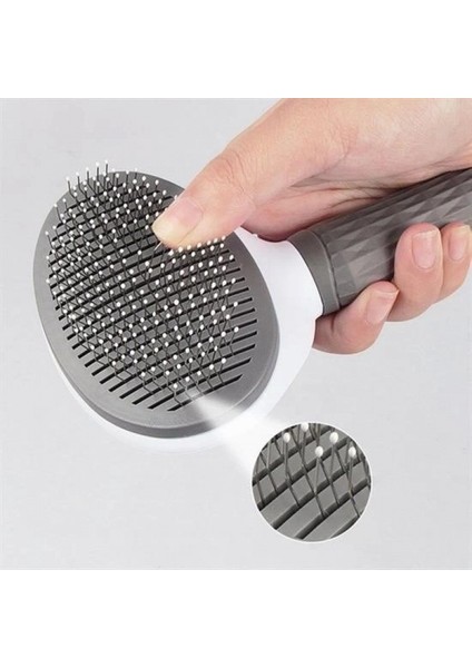 Kedi Köpek Tüy Toplayıcı Kendini Temizleyebilen Ergonomik Rahat Evcil Hayvan Tarağı Gri fiyatları