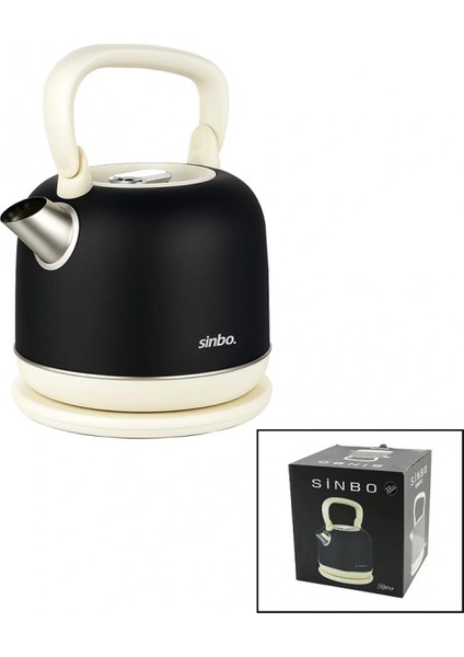 Retro Siyah Nostalji Demlik Model Çelik Kettle Su Isıtıcı 2.2lt 1800W Gizli Resiztans SK-8035 (4887)