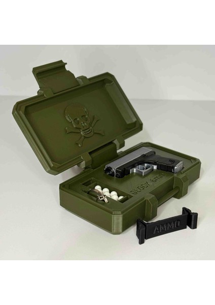 Askeri Silah Sandığı ve Mini Gümüş Glock Tabanca Anahtarlık Seti! Hediyelik, Kişiye Özel! fırsatları