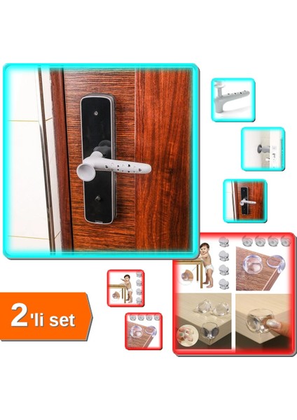 Bebek Çocuk Yumuşak Şeffaf Köşe Koruyucu 4 Adet + Vantuzlu Kapı Stoperi 4 Adet Güvenlik Seti XF9KQ2
