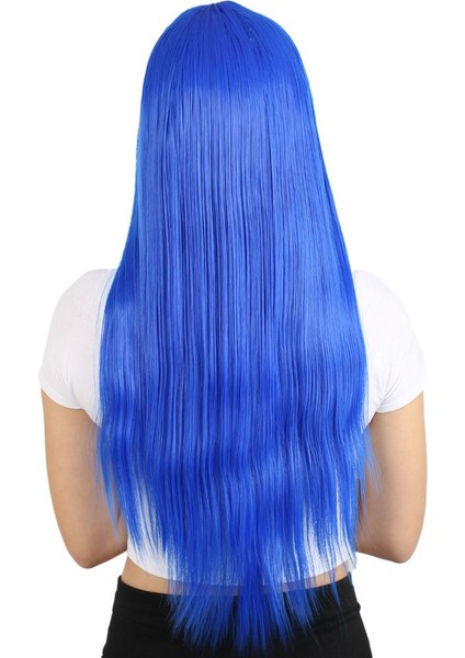 Uzun Kahküllü Fiber Sentetik Peruk / Koyu Mavi fırsatları