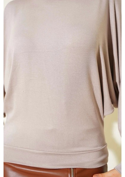 Sa Kol Salaş Bluz Vizon T4273 modelleri