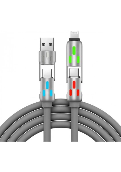 Ieg Buffer® 4'ü 1ARADA Hızlı Şarj Etme Özellikli Bir Ucu Type-C ve Usb-A Diğer Ucu Type-C ve Lightning Uçlu 240W Şarj Kablosu