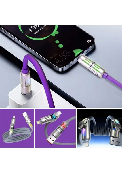 Ieg Buffer® 4'ü 1ARADA Hızlı Şarj Etme Özellikli Bir Ucu Type-C ve Usb-A Diğer Ucu Type-C ve Lightning Uçlu 240W Şarj Kablosu fırsatları