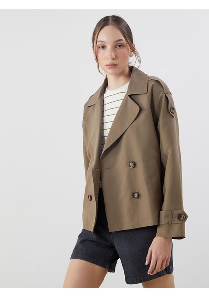 Yeni Sezon Kruvaze Yaka Oversize Kadın Trençkot