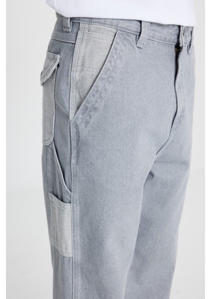 %100 Pamuk Relaxed Straight Fit Cepli Jean Kot Denim Pantolon fırsatları