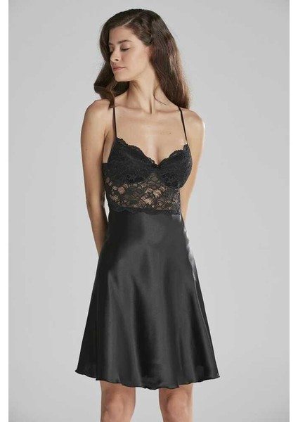 Sütyen Kaplı Sabahlık Gecelik Set 4265 Siyah fiyatları