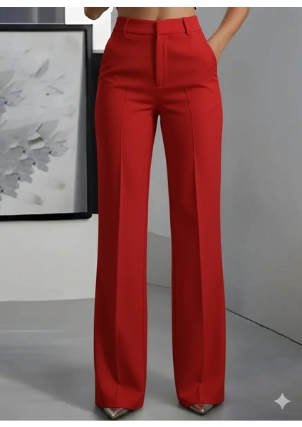 Kadın Yüksek Bel Cepli Ithal Krep Pantolon