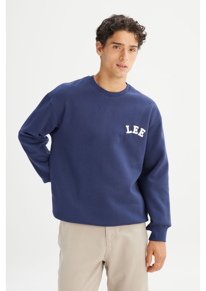 Pamuklu Relaxed Fit Bisiklet Yaka Içi Polarlı Logo Detaylı Sweatshirt modelleri