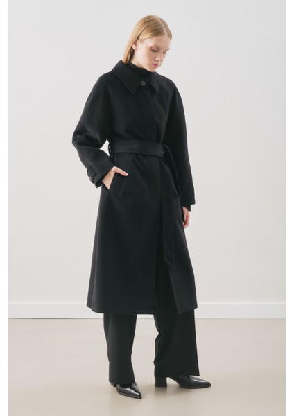 Premıum Kaşe Uzun Kaban Siyah modelleri