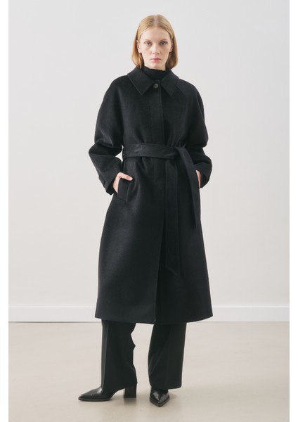 Premıum Kaşe Uzun Kaban Siyah fırsatları