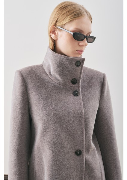 Premıum Kaşe Trench Tasarımlı Kaban Soft Gri fırsatları